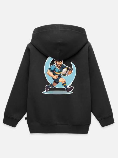 Rugbyspieler - Kinder Premium Organic Zip Hoodie - Schwarz