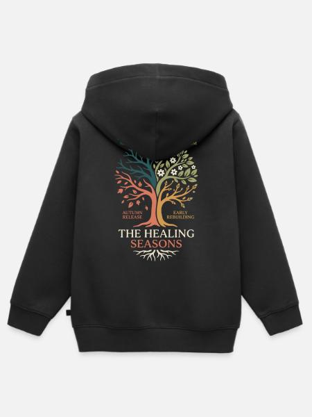 Das Baumdesign der Healing Seasons - Kinder Premium Organic Zip Hoodie - Schwarz