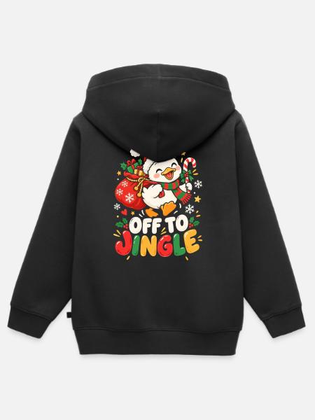 Weihnachts-Pinguin auf Tour - Kinder Premium Organic Zip Hoodie - Schwarz