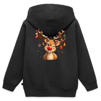 Vintage Christmas Reindeer, Cute Retro Reindeer - Kinder Premium Organic Zip Hoodie - Schwarz - Hinten - AI Model Kid Male (0cm)