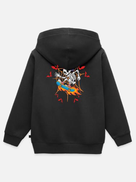 Spooky Skater Skateboard Skeleton - Kinder Premium Organic Zip Hoodie - Schwarz