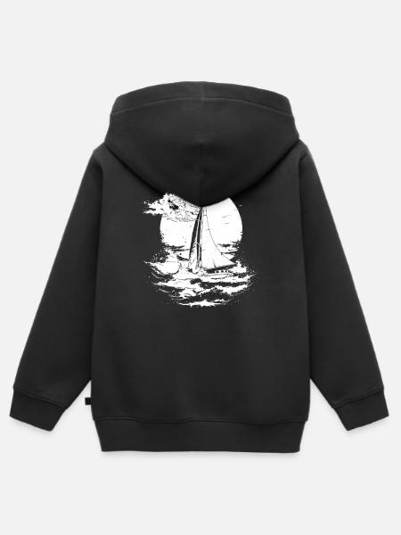 Segeln Skizze - Kinder Premium Organic Zip Hoodie - Schwarz
