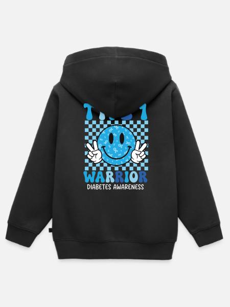 Typ-1-Krieger – Typ-1-Diabetes-Bewusstsein T1D - Kinder Premium Organic Zip Hoodie - Schwarz