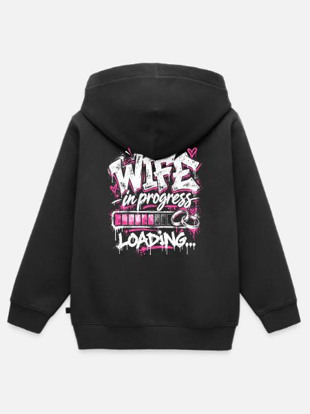 Wife of Progress Loading - Kinder Premium Organic Zip Hoodie - Schwarz