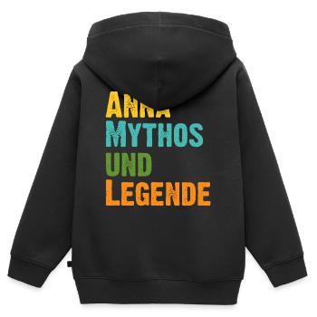 Mythos Anna die Legende Vorname Anna - Kinder Premium Organic Zip Hoodie - Schwarz - Hinten - AI Model Kid Male (0cm)