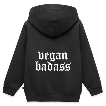 Vegan Badass - VeganInSpruch Idée de cadeau - Sweat Premium à capuche zippé enfant bio - noir - Dos - AI Model Kid Male (0cm)
