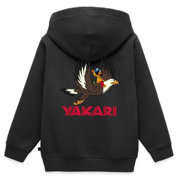 Yakari auf dem Adler - Kinder Premium Organic Zip Hoodie - Schwarz - Hinten - AI Model Kid Male (0cm)