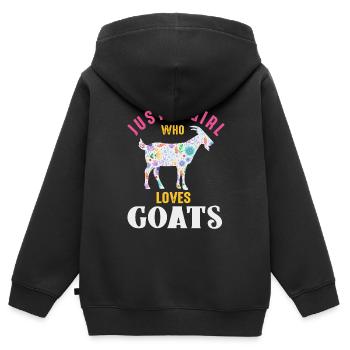 Juste une fille qui aime les chèvres - Sweat Premium à capuche zippé enfant bio - noir - Dos - AI Model Kid Male (0cm)