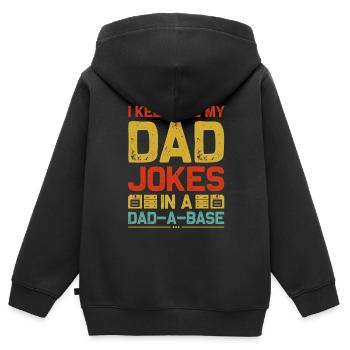 Papa Blague Drôle Papa Blague Père Blagues - Sweat Premium à capuche zippé enfant bio - noir - Dos - AI Model Kid Male (0cm)
