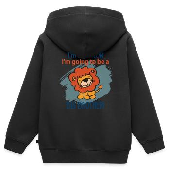 Big Brother Lion - Kids Premium Organic Zip-up Hoodie - black - Back - AI Model Kid Male (0cm)