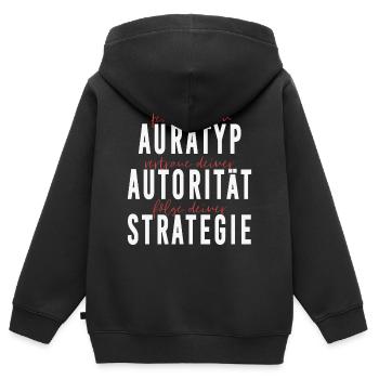 Auratyp, Autorität und Strategie - Kinder Premium Organic Zip Hoodie - Schwarz - Hinten - AI Model Kid Male (0cm)