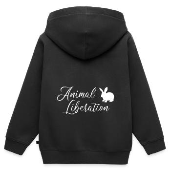 Animal Liberation - Tierfreund Tierliebe Vegan - Kinder Premium Organic Zip Hoodie - Schwarz - Hinten - AI Model Kid Male (0cm)