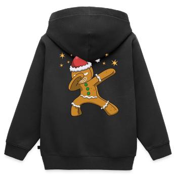 Weihnachten - Dabbing Lebkuchenmann Kinder - Kinder Premium Organic Zip Hoodie - Schwarz - Hinten - AI Model Kid Male (0cm)