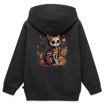 Tag Der Toten Katze - Kinder Premium Organic Zip Hoodie - Schwarz - Hinten - AI Model Kid Male (0cm)