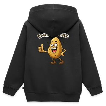 Crazy Veggies : Potato thumbs up (en anglais seulement) - Sweat Premium à capuche zippé enfant bio - noir - Dos - AI Model Kid Male (0cm)