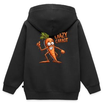 Crazy Veggies: Carrot Thumbs Up - Kinder Premium Organic Zip Hoodie - Schwarz - Hinten - AI Model Kid Male (0cm)