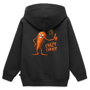 Crazy Veggies: Carrot Thumbs Up - Kinder Premium Organic Zip Hoodie - Schwarz - Hinten - AI Model Kid Male (0cm)