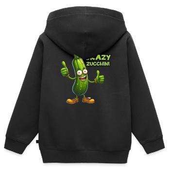 Crazy Veggies: Zucchini Thumbs Up - Kinder Premium Organic Zip Hoodie - Schwarz - Hinten - AI Model Kid Male (0cm)