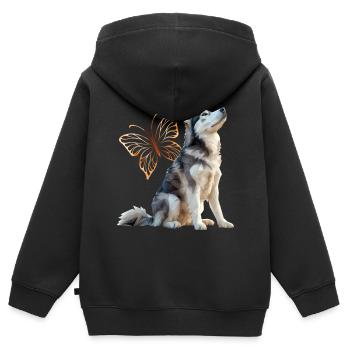 Husky - Kinder Premium Organic Zip Hoodie - Schwarz - Hinten - AI Model Kid Male (0cm)