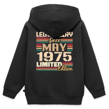 Mai 1975 Mai - Jubilé Mai 1975 - Sweat Premium à capuche zippé enfant bio - noir - Dos - AI Model Kid Male (0cm)