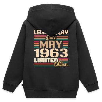 Mai 1963 Mai - Jubilé Mai 1963 - Sweat Premium à capuche zippé enfant bio - noir - Dos - AI Model Kid Male (0cm)
