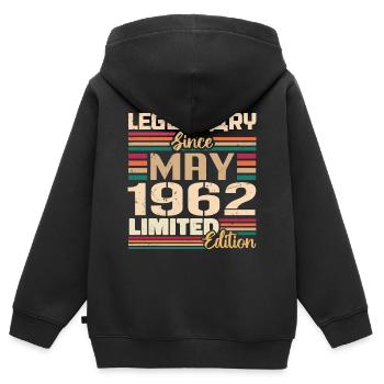Mai 1962 Mai - Jubilé Mai 1962 - Sweat Premium à capuche zippé enfant bio - noir - Dos - AI Model Kid Male (0cm)