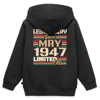 Mai 1947 Mai - Jubilé Mai 1947 - Sweat Premium à capuche zippé enfant bio - noir - Dos - AI Model Kid Male (0cm)