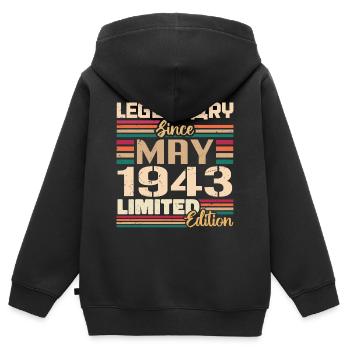 Mai 1943 Mai - Jubilé Mai 1943 - Sweat Premium à capuche zippé enfant bio - noir - Dos - AI Model Kid Male (0cm)