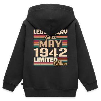 Mai 1942 Mai - Jubilé Mai 1942 - Sweat Premium à capuche zippé enfant bio - noir - Dos - AI Model Kid Male (0cm)