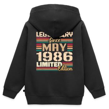 Mai 1986 Mai - Jubilé Mai 1986 - Sweat Premium à capuche zippé enfant bio - noir - Dos - AI Model Kid Male (0cm)