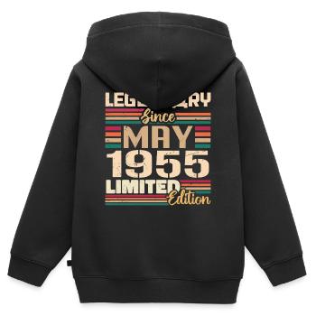 Mai 1955 Mai - Jubilé Mai 1955 - Sweat Premium à capuche zippé enfant bio - noir - Dos - AI Model Kid Male (0cm)