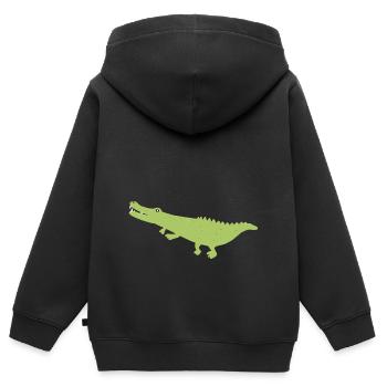 Cadeau d'alligator illustration animal crocodile - Sweat Premium à capuche zippé enfant bio - noir - Dos - AI Model Kid Male (0cm)
