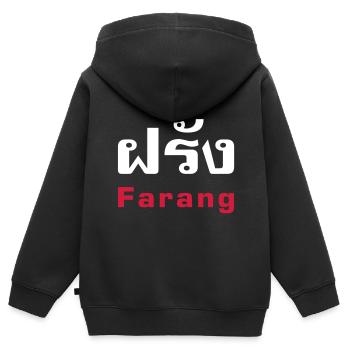 Farang / Thai for Westerner - Thai Language - Kids Premium Organic Zip-up Hoodie - black - Back - AI Model Kid Male (0cm)