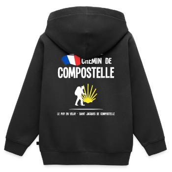 Compostelle - Sweat Premium à capuche zippé enfant bio - noir - Dos - AI Model Kid Male (0cm)