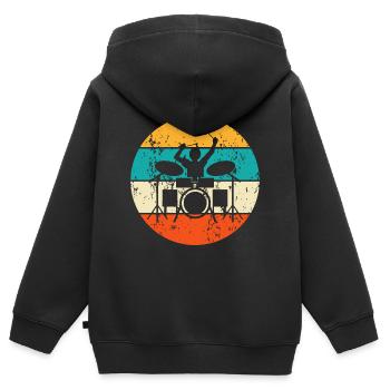 Drummer Schlagzeuger Musik Drum Kit Sticks Drums - Kinder Premium Organic Zip Hoodie - Schwarz - Hinten - AI Model Kid Male (0cm)