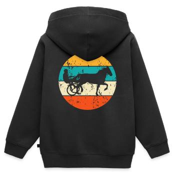 Trabrennsport Trabrennen Pferde Pferdesport Traber - Kinder Premium Organic Zip Hoodie - Schwarz - Hinten - AI Model Kid Male (0cm)