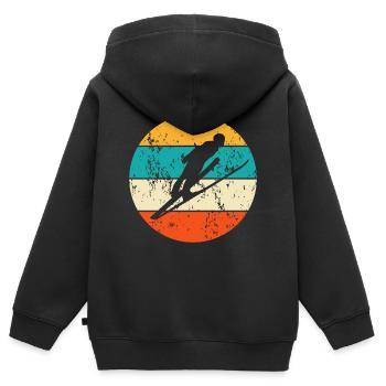 Vintage Retro Skispringer Skispringen - Kinder Premium Organic Zip Hoodie - Schwarz - Hinten - AI Model Kid Male (0cm)