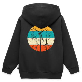 Erneuerbare Energien Windenergie Windkraft - Kinder Premium Organic Zip Hoodie - Schwarz - Hinten - AI Model Kid Male (0cm)