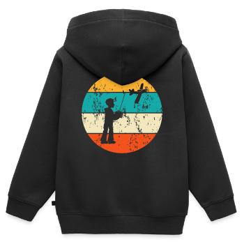 Modellflug Modellflieger Modellflugzeug - Kinder Premium Organic Zip Hoodie - Schwarz - Hinten - AI Model Kid Male (0cm)