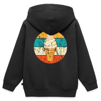 Vintage Retro Eistüte Softeis - Kinder Premium Organic Zip Hoodie - Schwarz - Hinten - AI Model Kid Male (0cm)