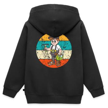 Fensterputzer Fensterreinigung Fenster Putzen - Kinder Premium Organic Zip Hoodie - Schwarz - Hinten - AI Model Kid Male (0cm)