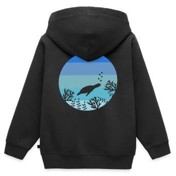 Amoureux des animaux Créatures de la mer Tortue rétro - Sweat Premium à capuche zippé enfant bio - noir - Dos - AI Model Kid Male (0cm)