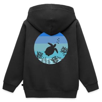 Ocean Animal Lovers Créature marine Tortue rétro - Sweat Premium à capuche zippé enfant bio - noir - Dos - AI Model Kid Male (0cm)