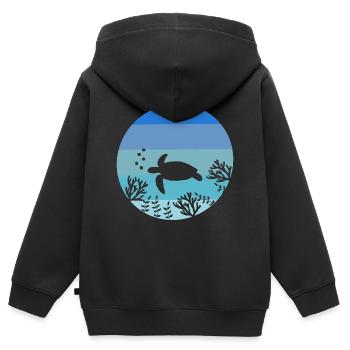 Ocean Animal Lovers Créature marine Tortue rétro - Sweat Premium à capuche zippé enfant bio - noir - Dos - AI Model Kid Male (0cm)