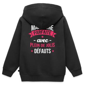 Marraine parfaite avec plein de jolis défauts - Sweat Premium à capuche zippé enfant bio - noir - Dos - AI Model Kid Male (0cm)