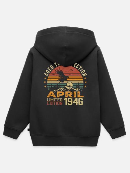 Usammenlignelig siden april 1946 bursdagsgave - Hettegenser Premium med glidelås barn økologisk - svart
