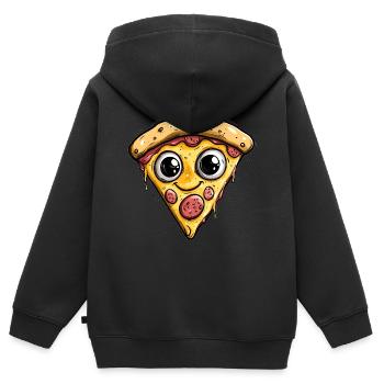 Fröhliches Pizza-Stück - Kinder Premium Organic Zip Hoodie - Schwarz - Hinten - AI Model Kid Male (0cm)