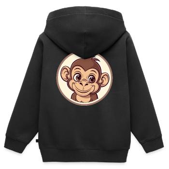 Fröhlicher Affe mit Lächeln - Kinder Premium Organic Zip Hoodie - Schwarz - Hinten - AI Model Kid Male (0cm)