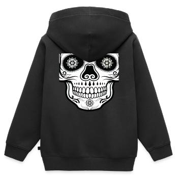 Mexikanischer Totenkopf Mundschutz - Kinder Premium Organic Zip Hoodie - Schwarz - Hinten - AI Model Kid Male (0cm)