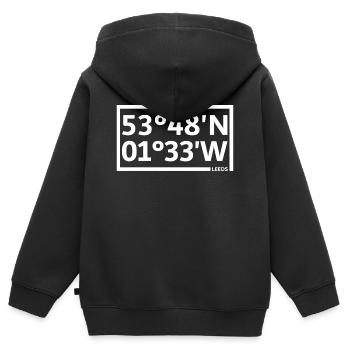 Leeds Koordinaten - Kinder Premium Organic Zip Hoodie - Schwarz - Hinten - AI Model Kid Male (0cm)